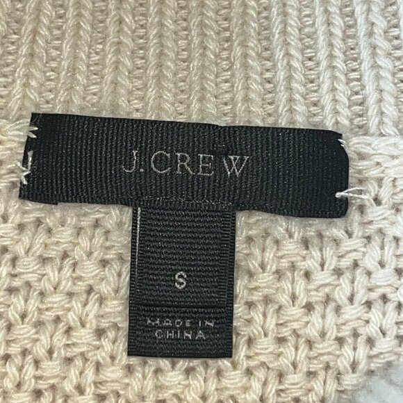 J CREW Cowl Neck Wool Blend Cable Sweater Embellished with Navy & Cream Lace - S - Picture 7 of 9